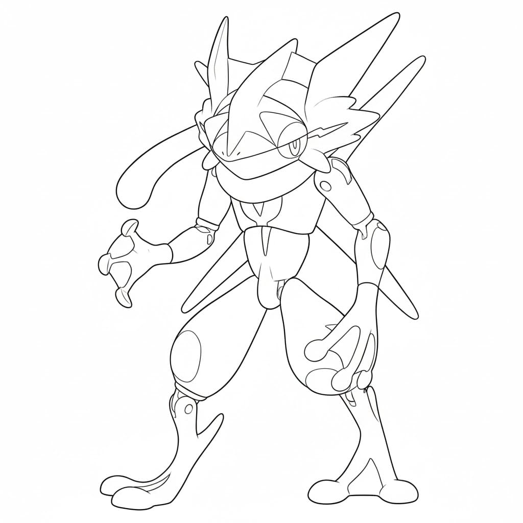 Greninja omriss fargelegging