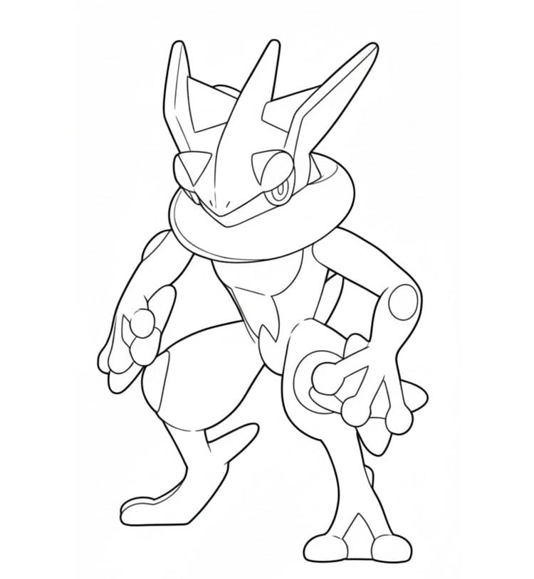 Greninja sett forfra fargelegging