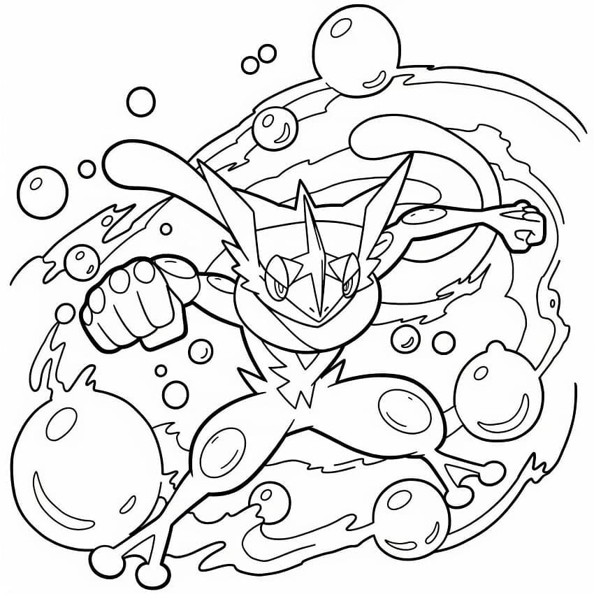 Greninja utskriftsvennlig fargelegging