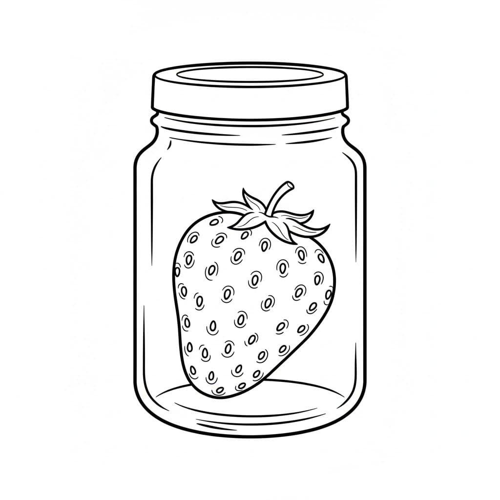 Jordbær i en glasskrukke fargelegging