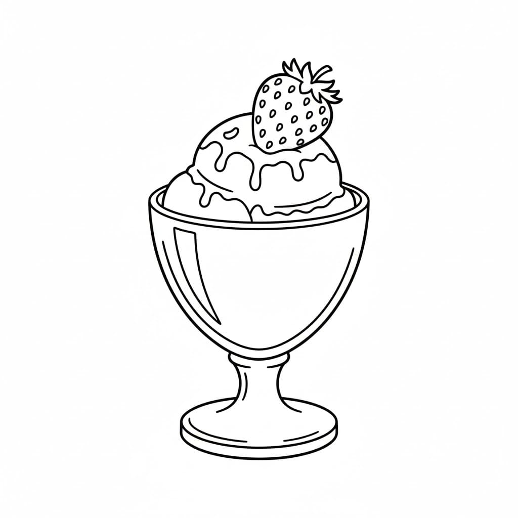 Jordbær i iskrem fargelegging