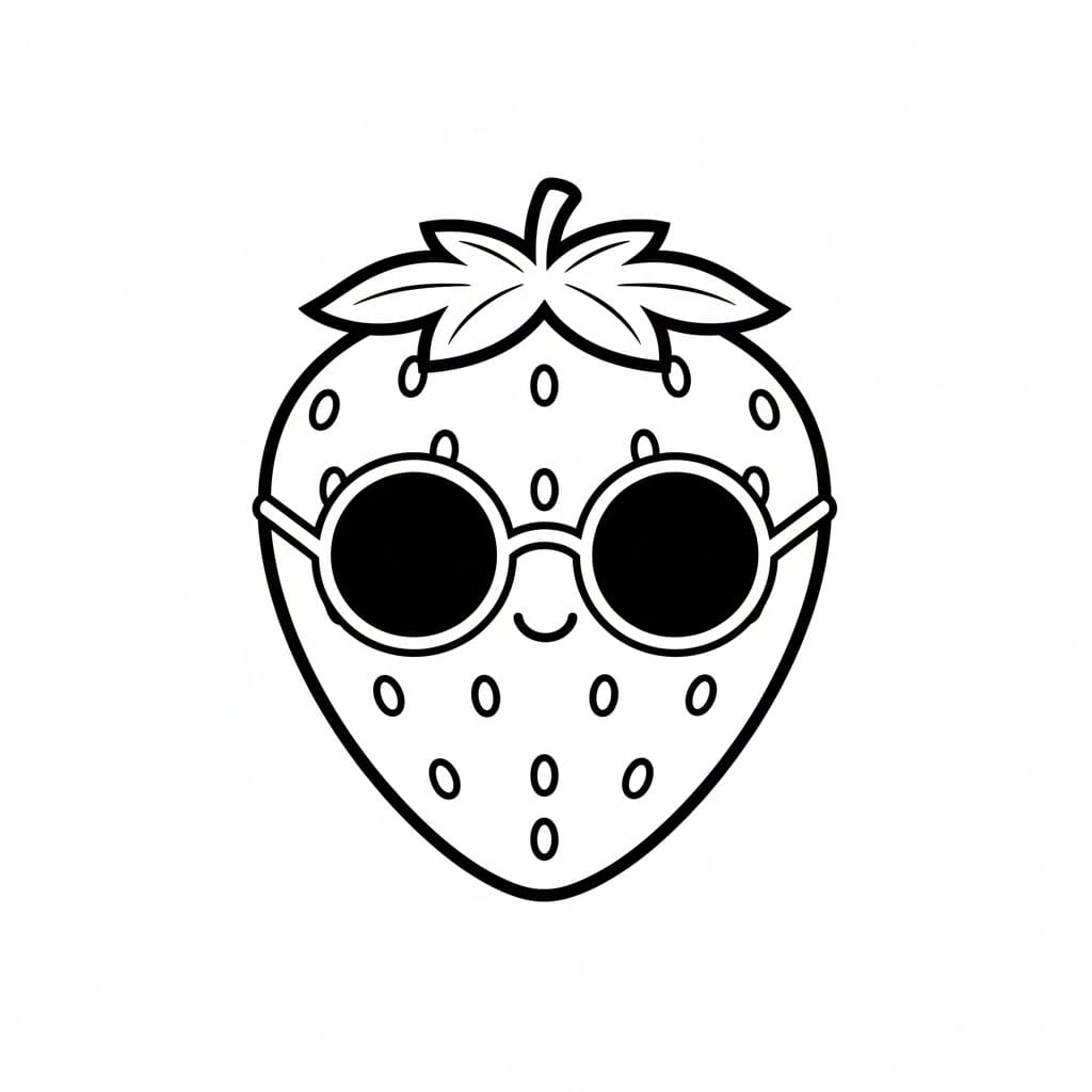 Jordbær med briller fargelegging