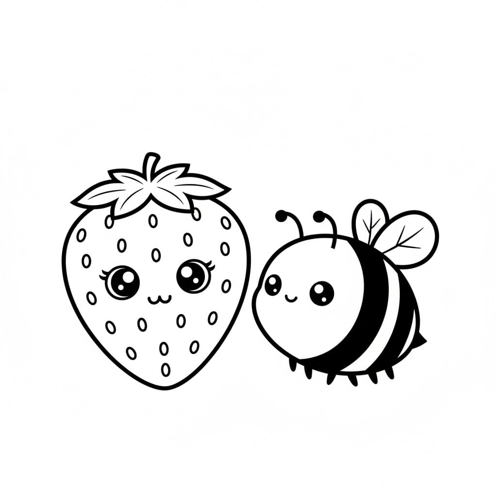 Jordbær og honningbier fargelegging