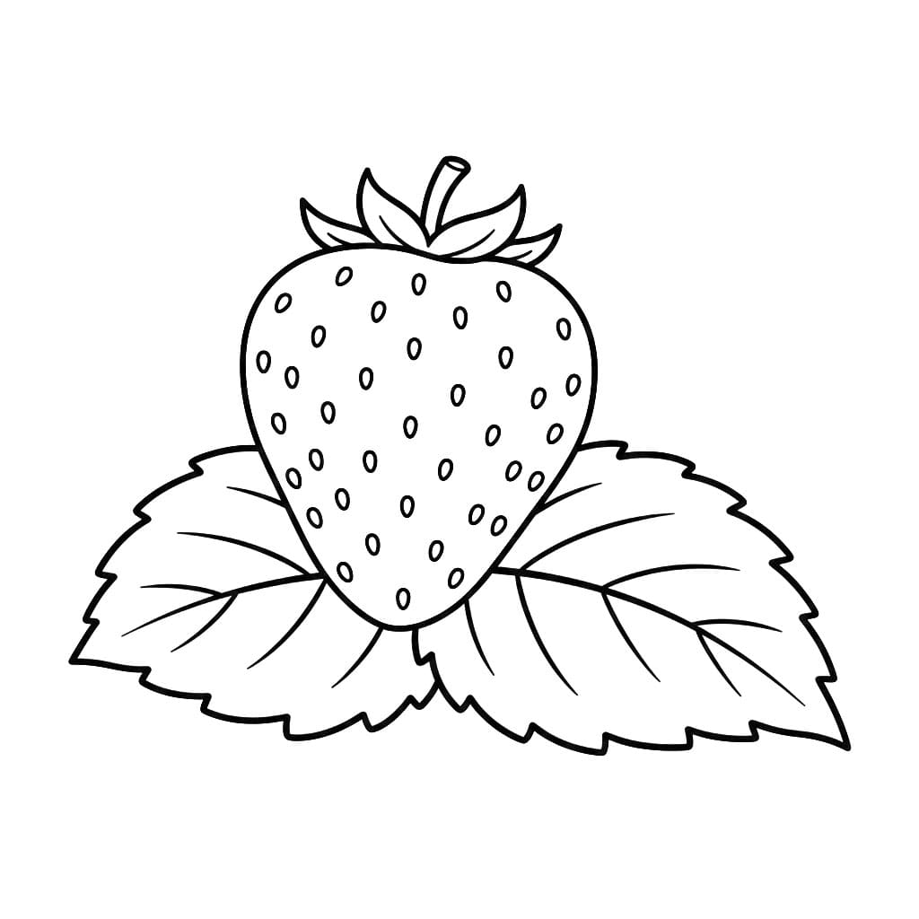 Jordbær på store blader fargelegging