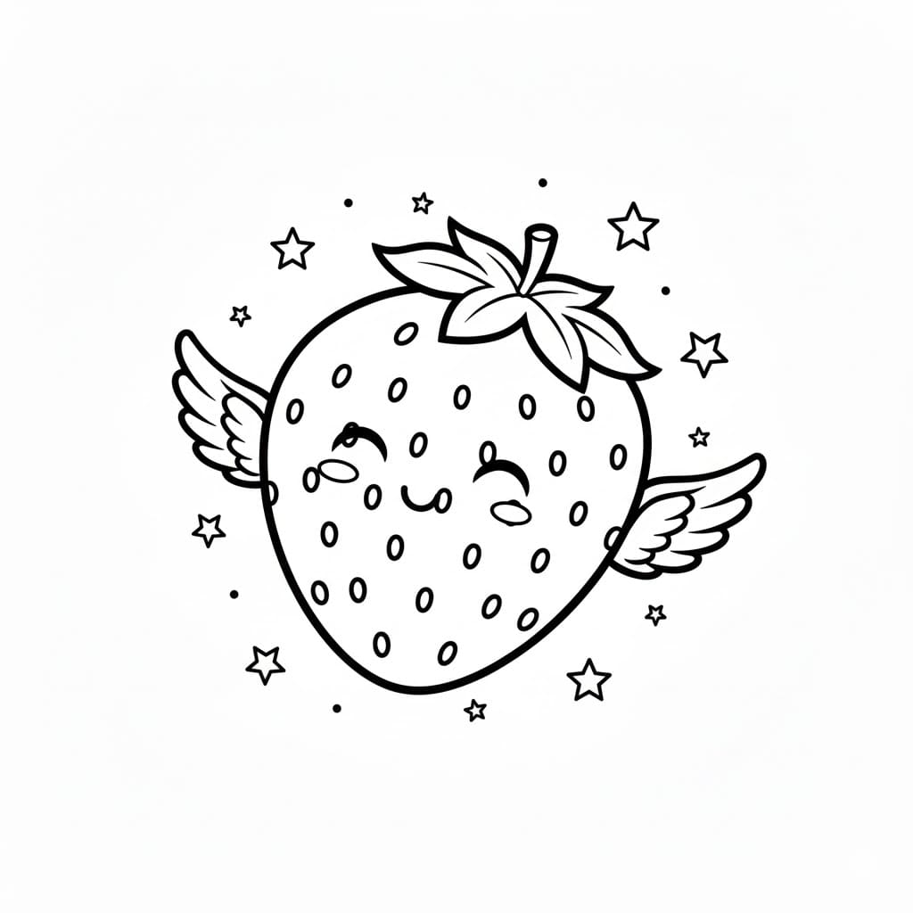 Jordbær som flyr med stjernene fargelegging