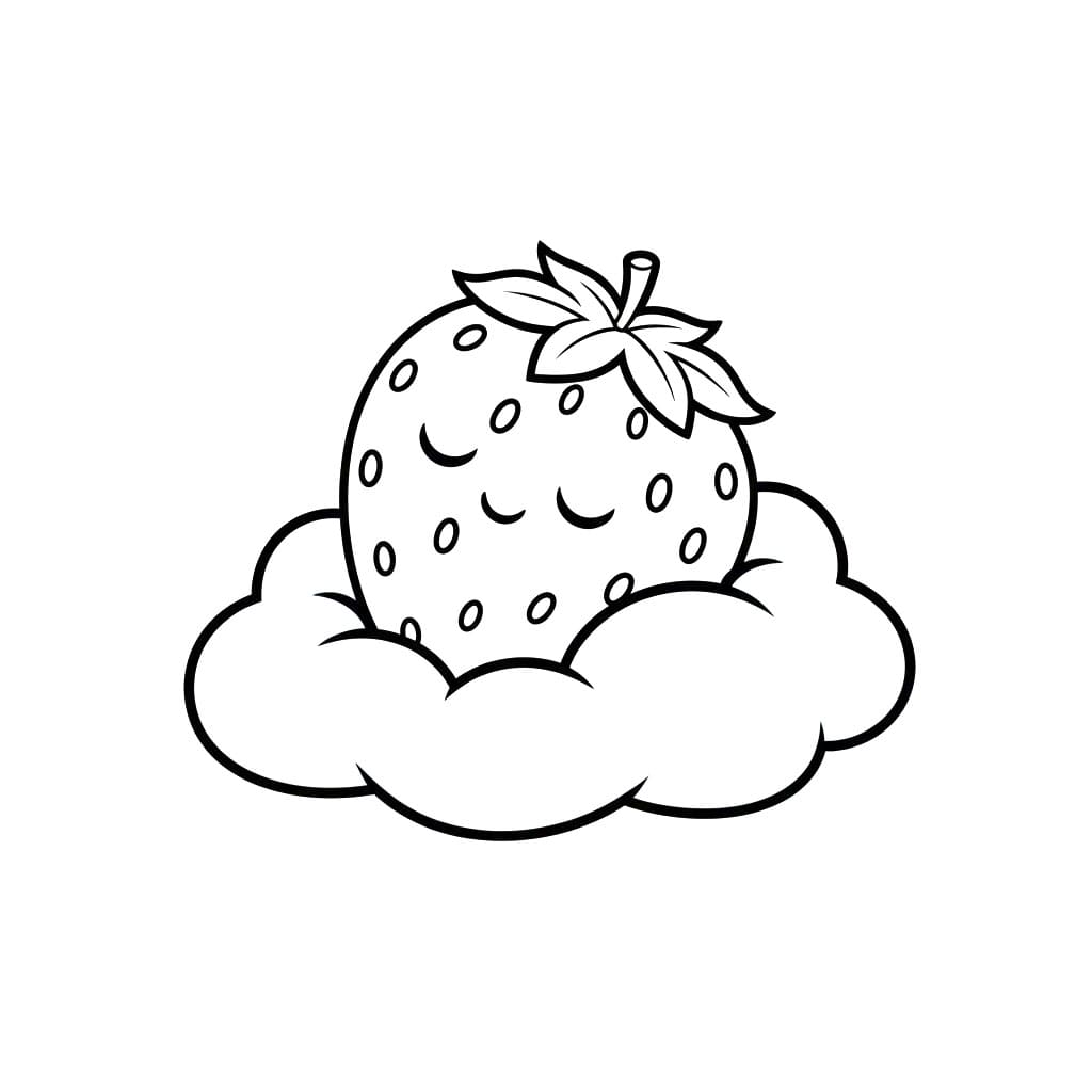 Jordbær som ligger på skyene fargelegging