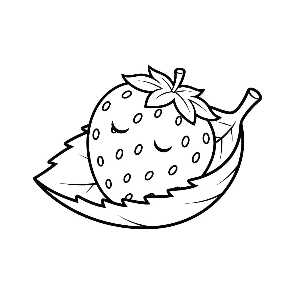 Jordbær som sover på bladene fargelegging