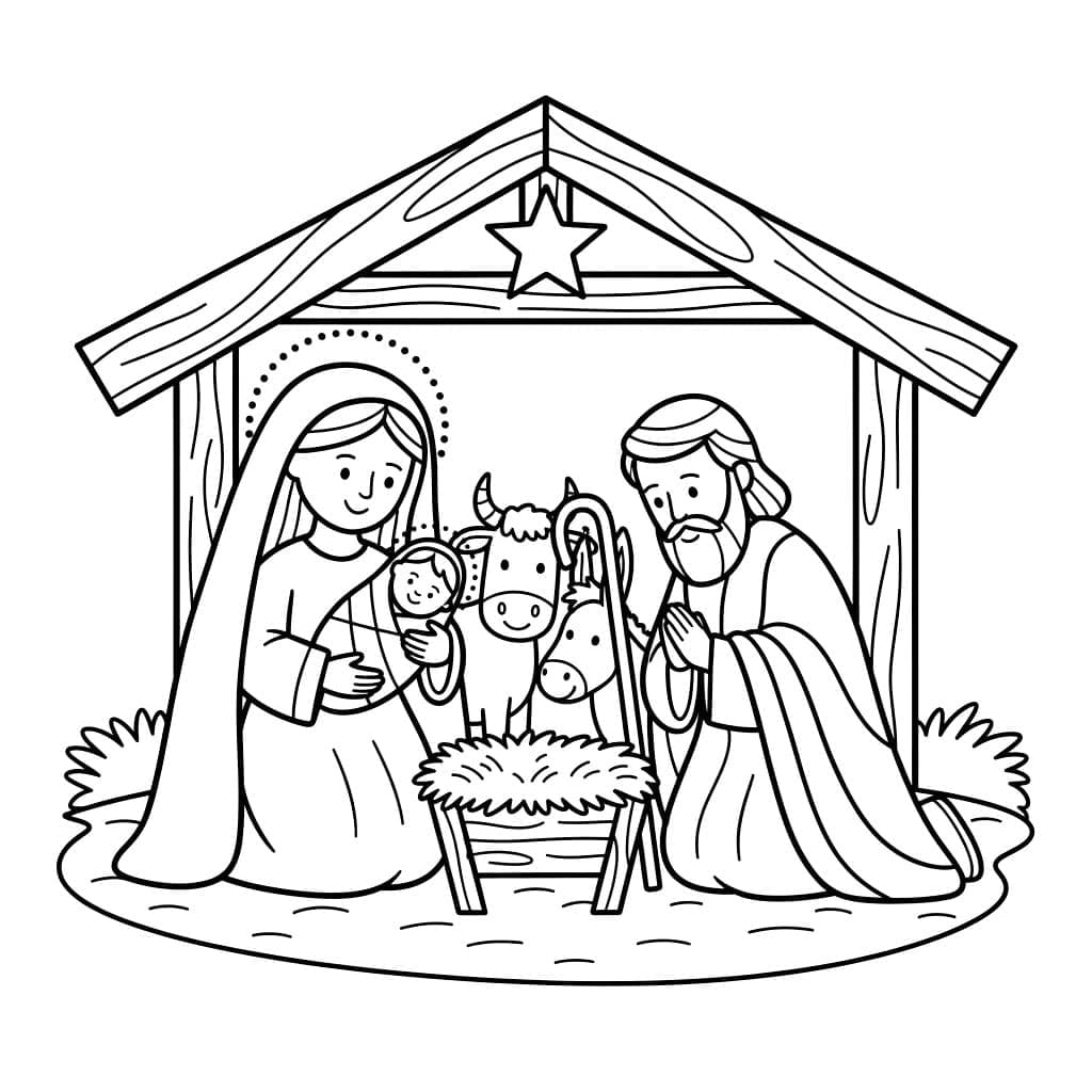 Julekrybbe av Josef, Maria fargelegging