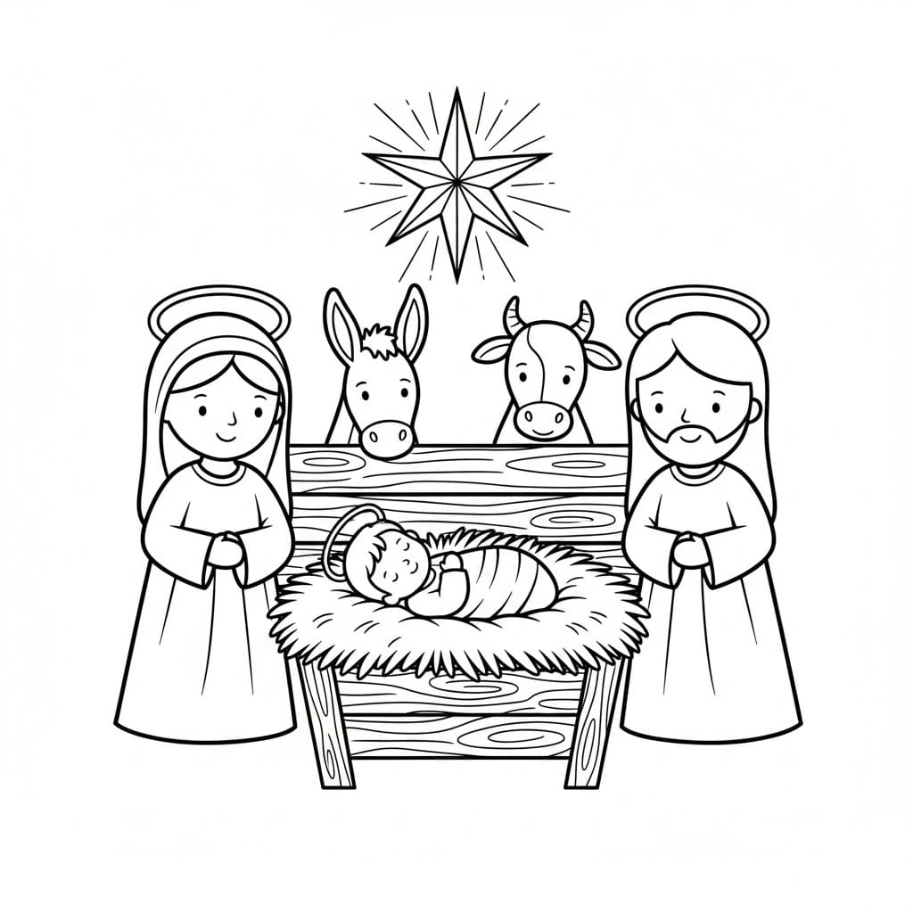 Julekrybbe Baby fargelegging