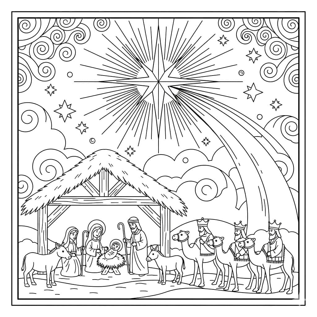 Julekrybbe Betlehem fargelegging