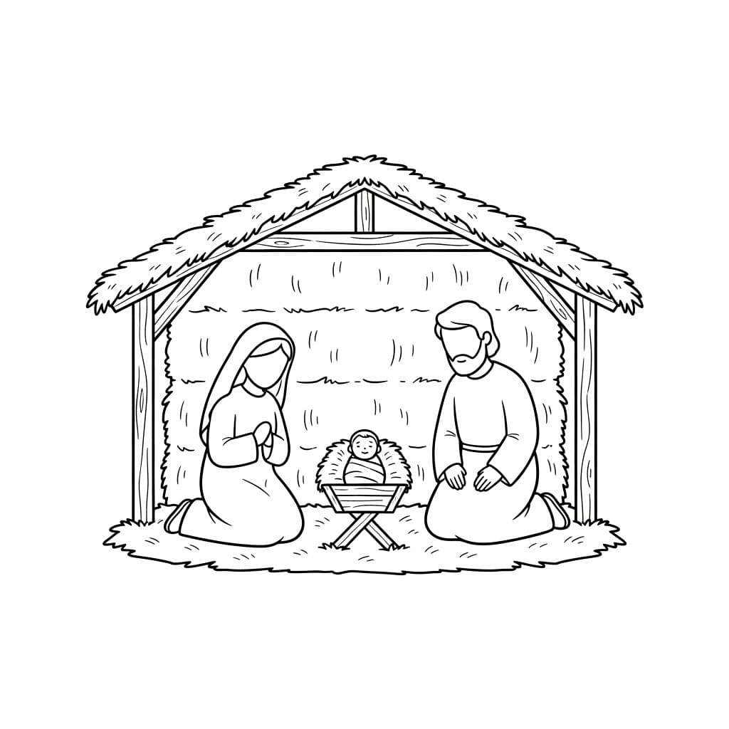 Julekrybbe bilde fargelegging