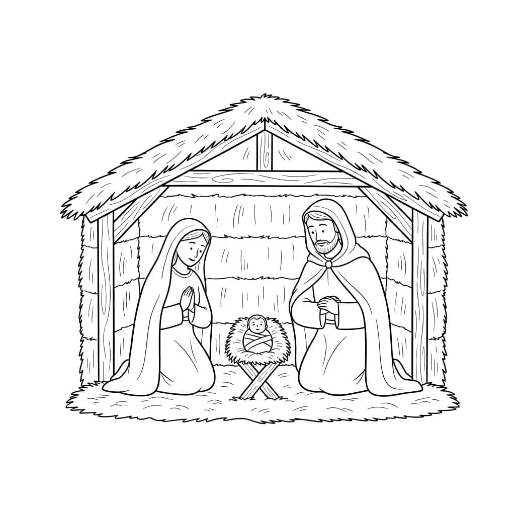 Julekrybbe bilde gratis fargelegging