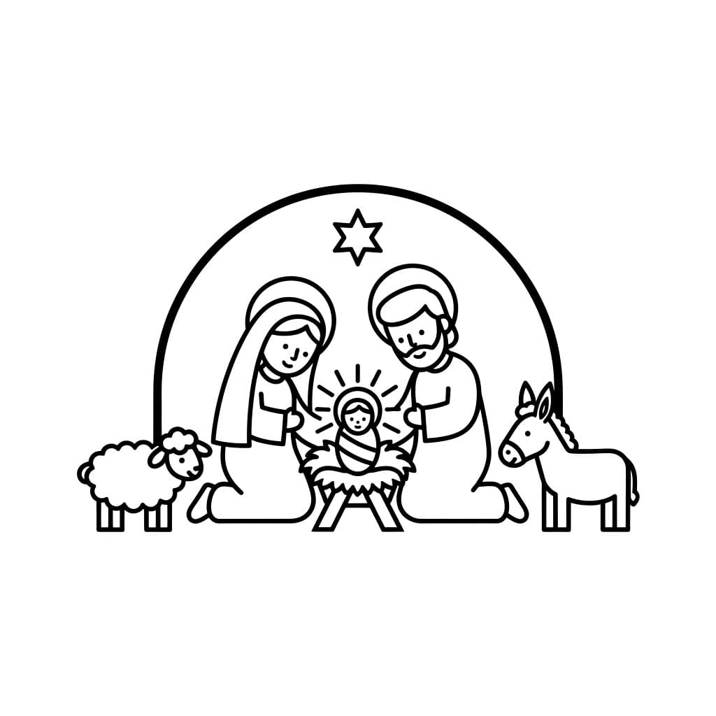 Julekrybbe Familiefokus fargelegging