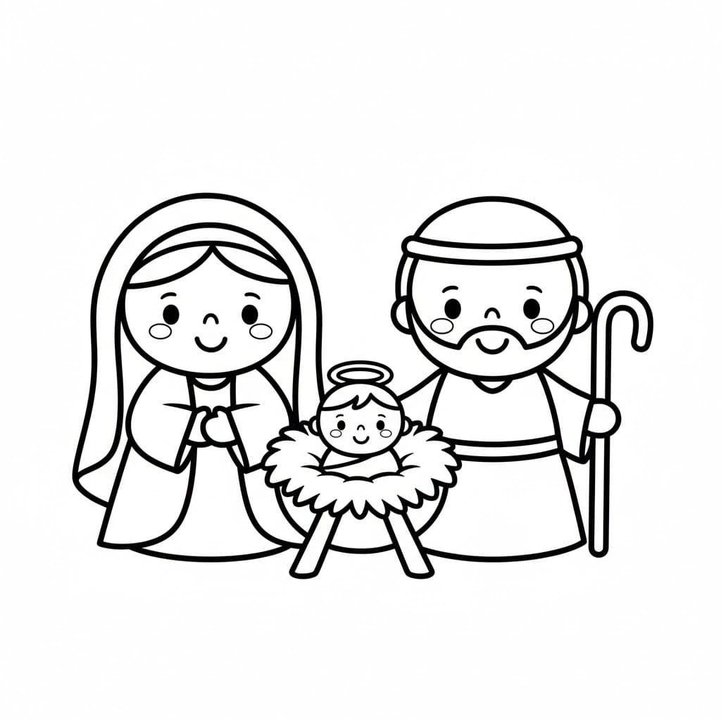 Julekrybbe for barn fargelegging