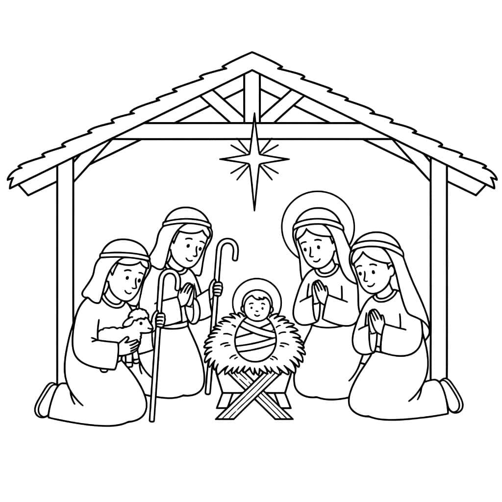 Julekrybbe Gjetere besøker Jesus fargelegging