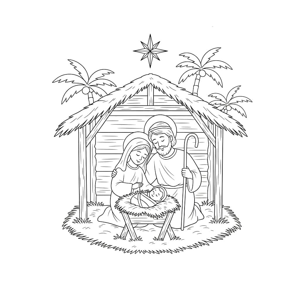 Julekrybbe gratis bilde fargelegging