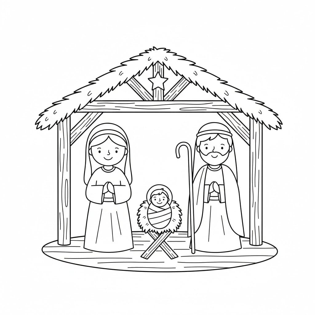 Julekrybbe fargelegging