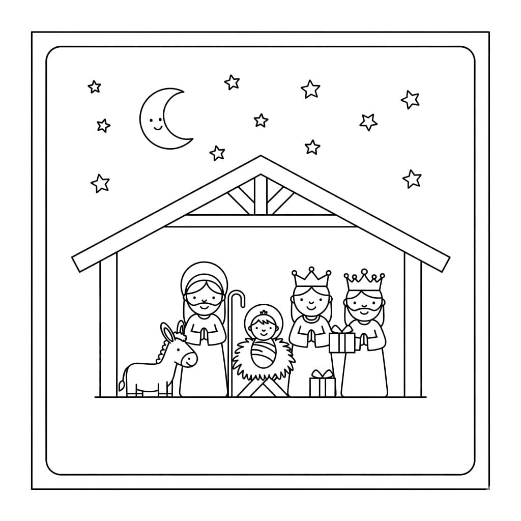 Julekrybbe nattehimmel fargelegging