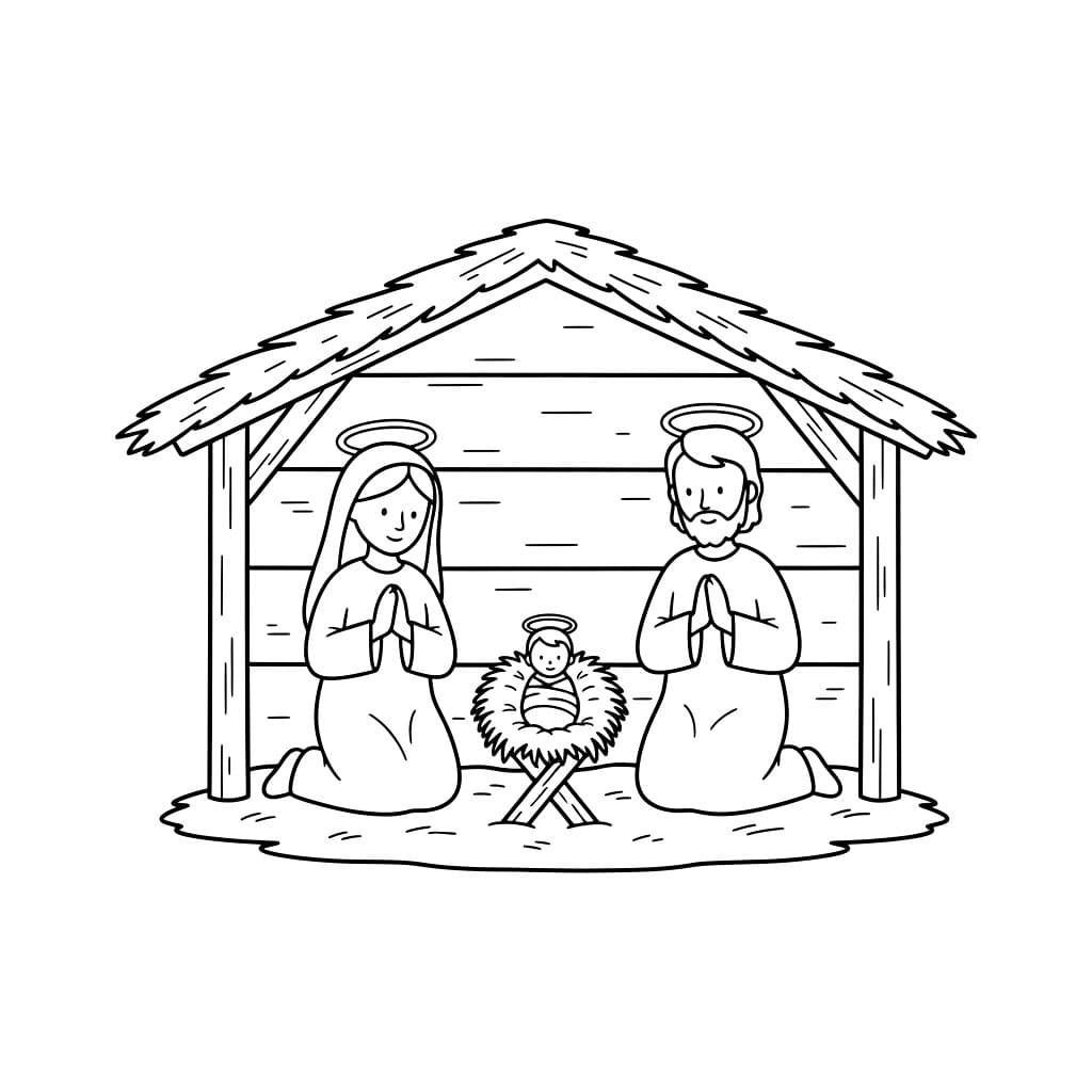 Julekrybbe trykk fargelegging