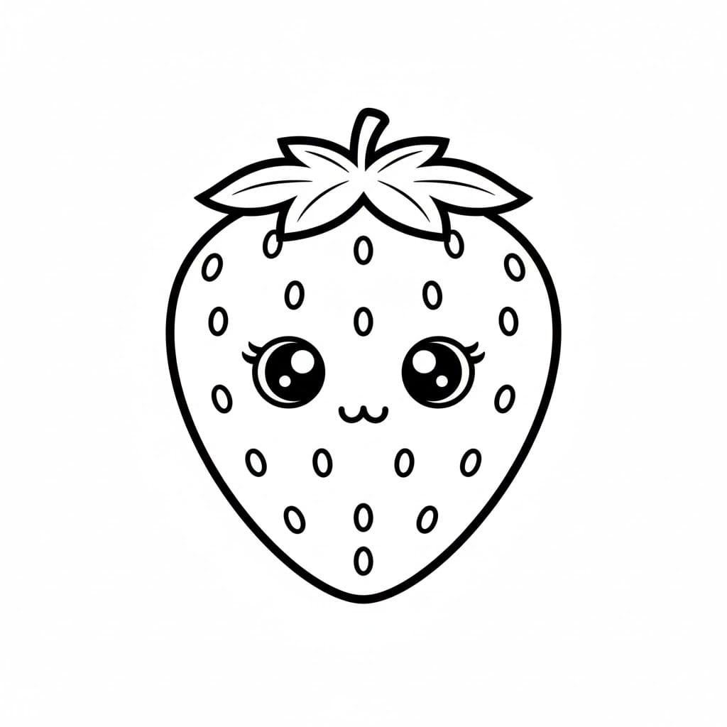Kawaii jordbærsmil fargelegging