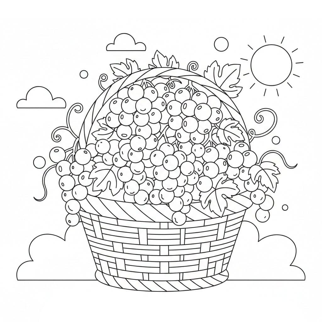 Kurv med druer fargelegging