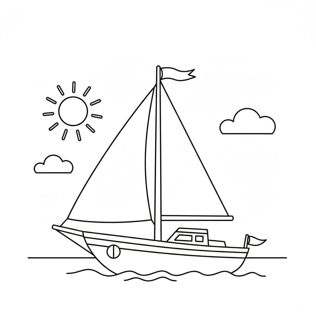 Liten seilbåt fargelegging