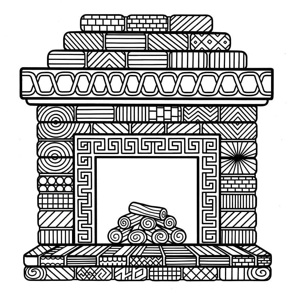 Mønstret peis i murstein fargelegging