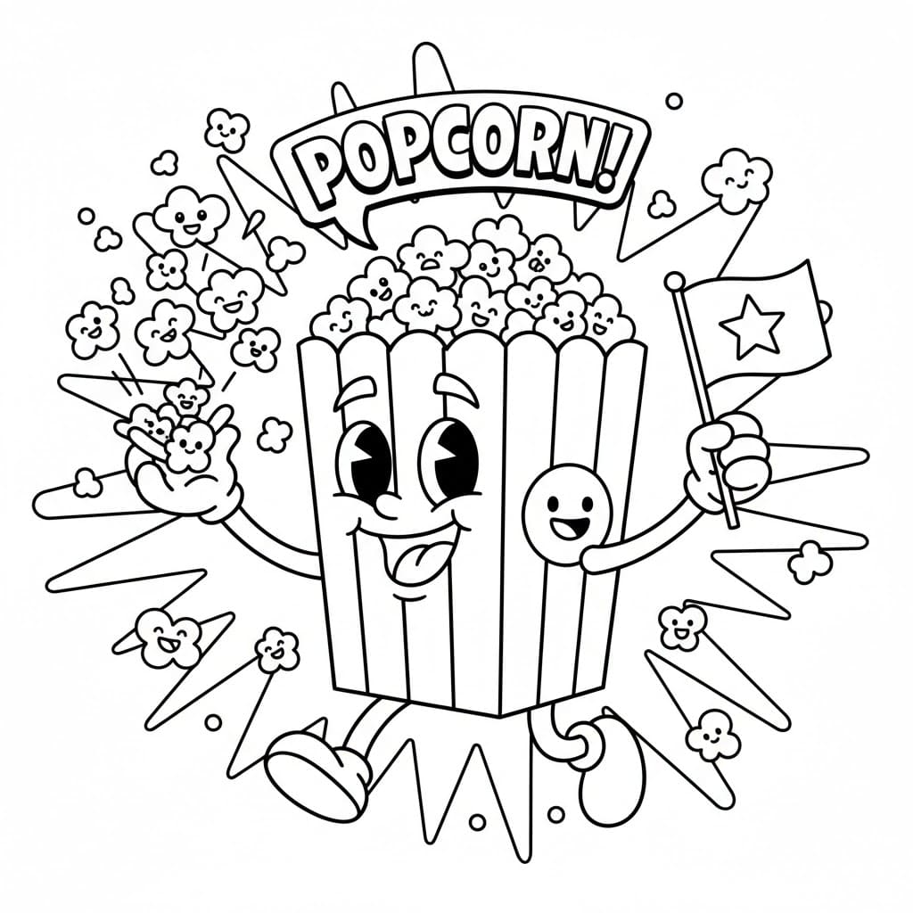 Morsom popcorn fargelegging