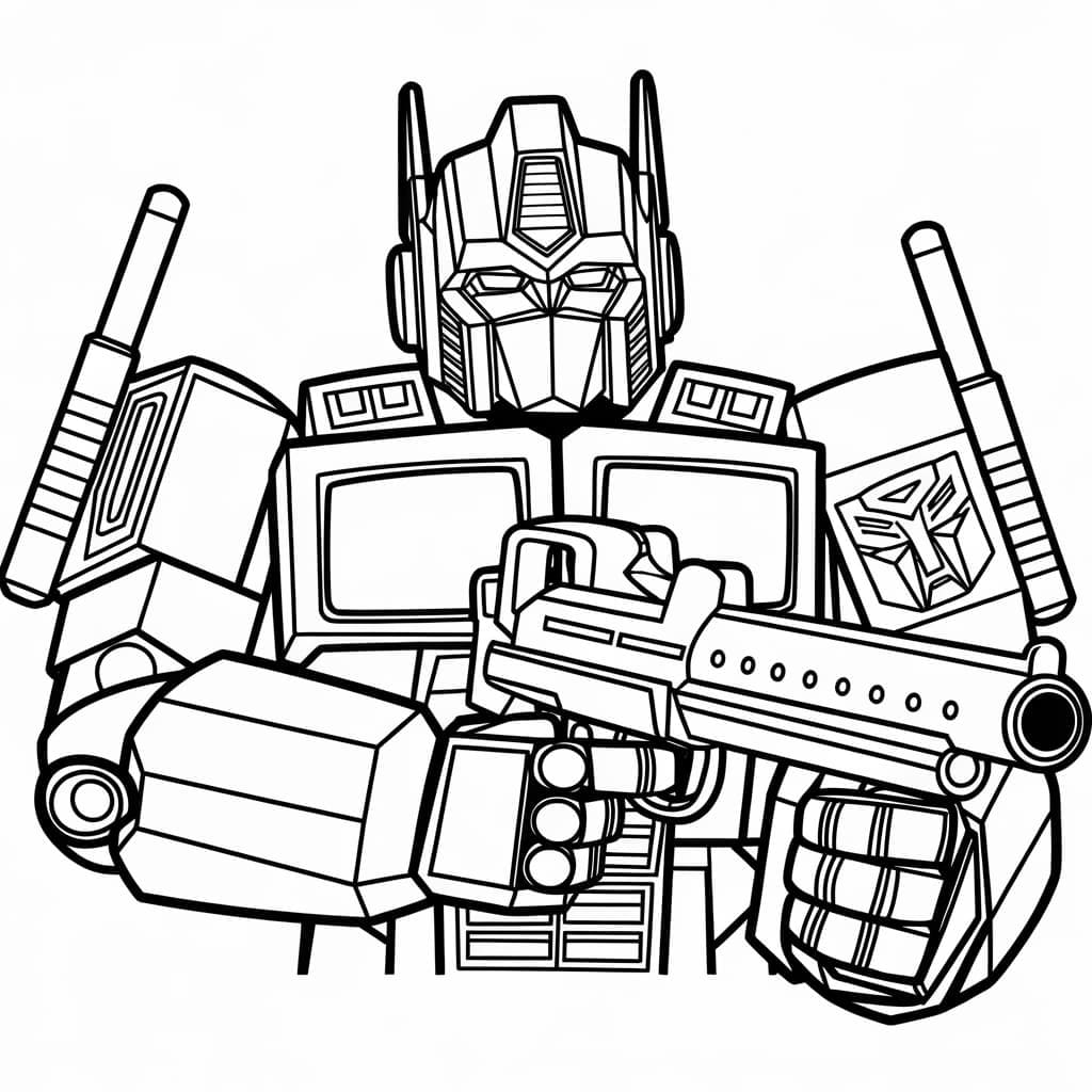 Optimus Prime holder et våpen fargelegging