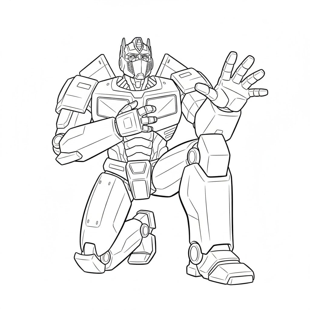 Optimus Prime knelende helt fargelegging