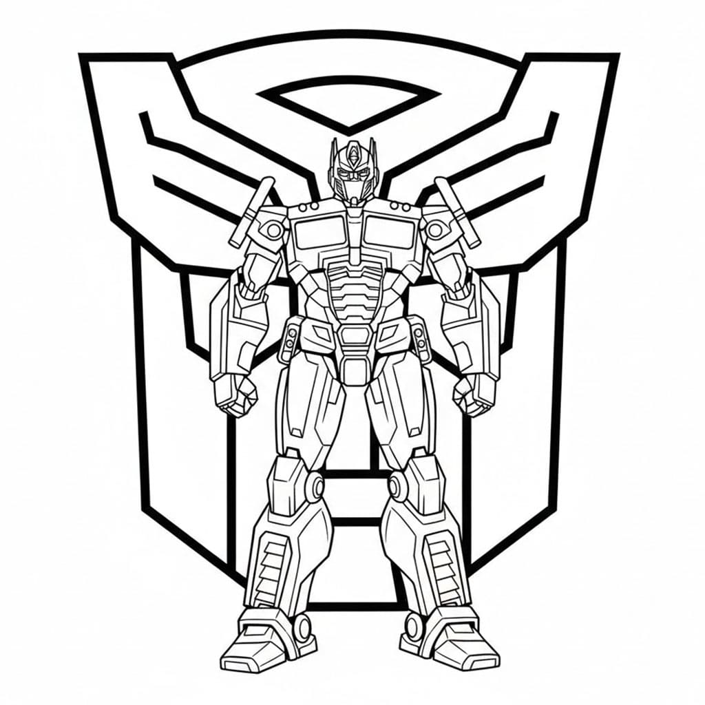 Optimus Prime med Autobot logo fargelegging