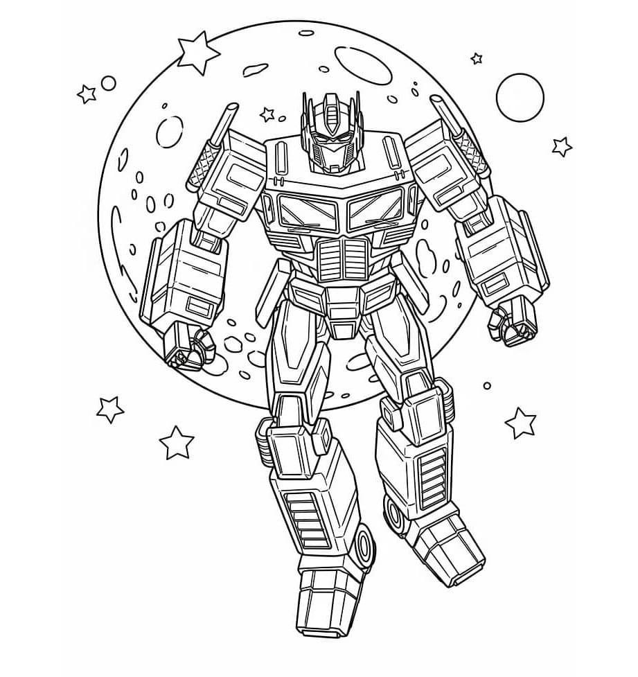 Optimus Prime og månen fargelegging