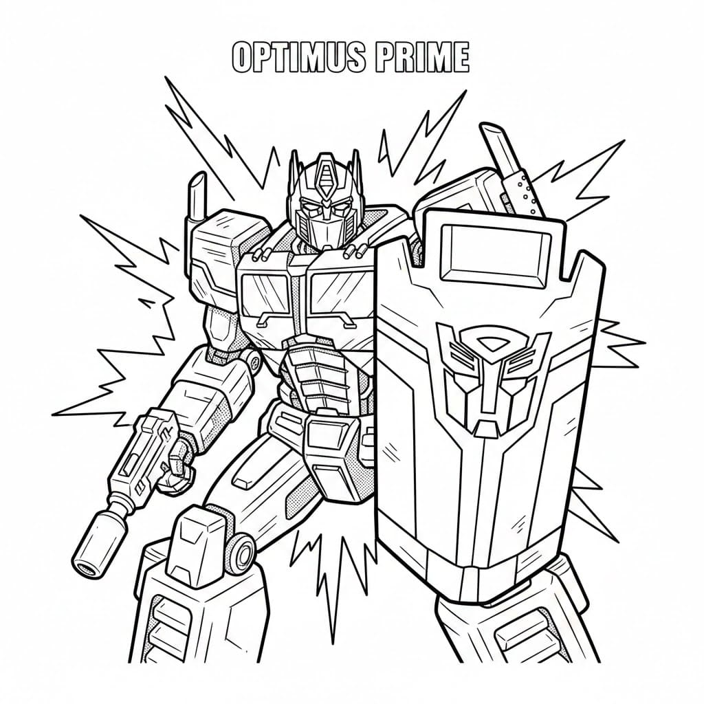 Optimus Prime skjoldbeskyttelse fargelegging