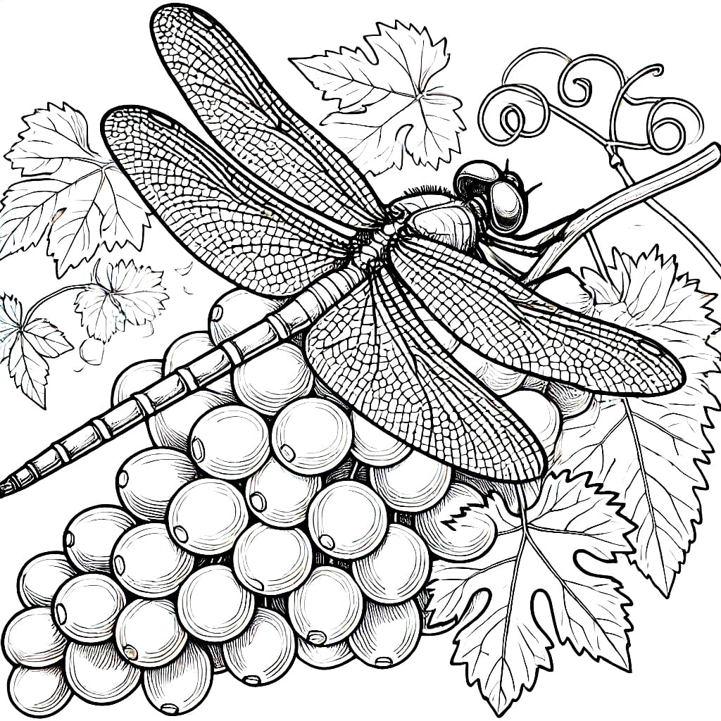 Øyenstikker og druer fargelegging