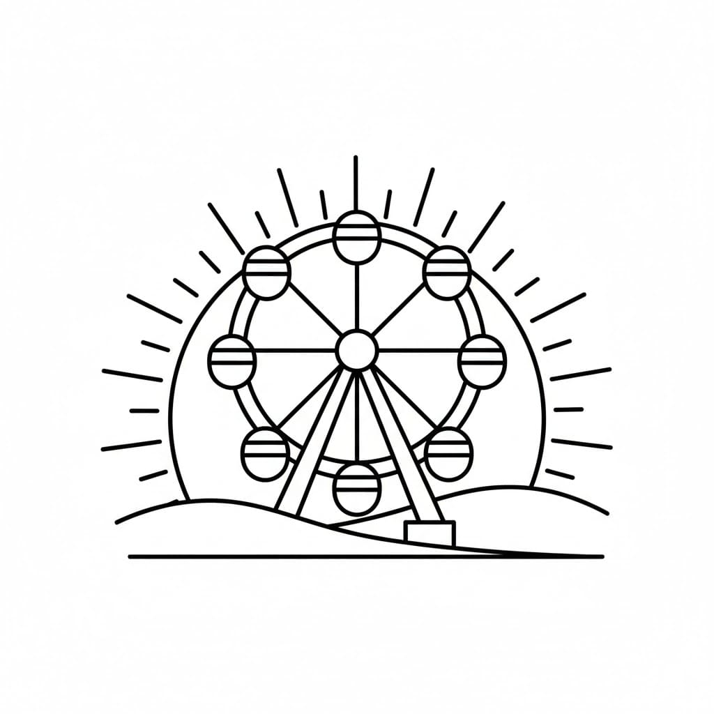 Pariserhjul i solnedgang fargelegging