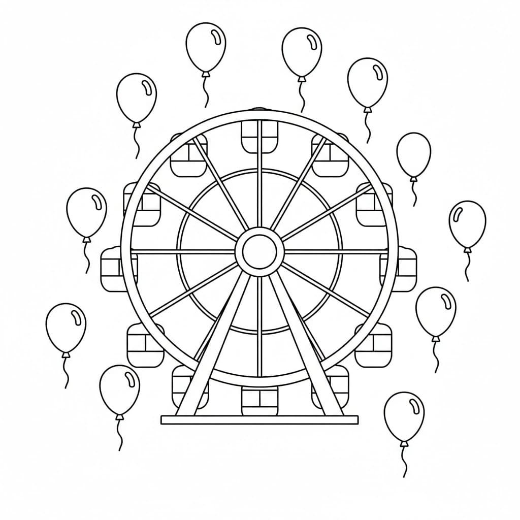 Pariserhjul med ballonger fargelegging