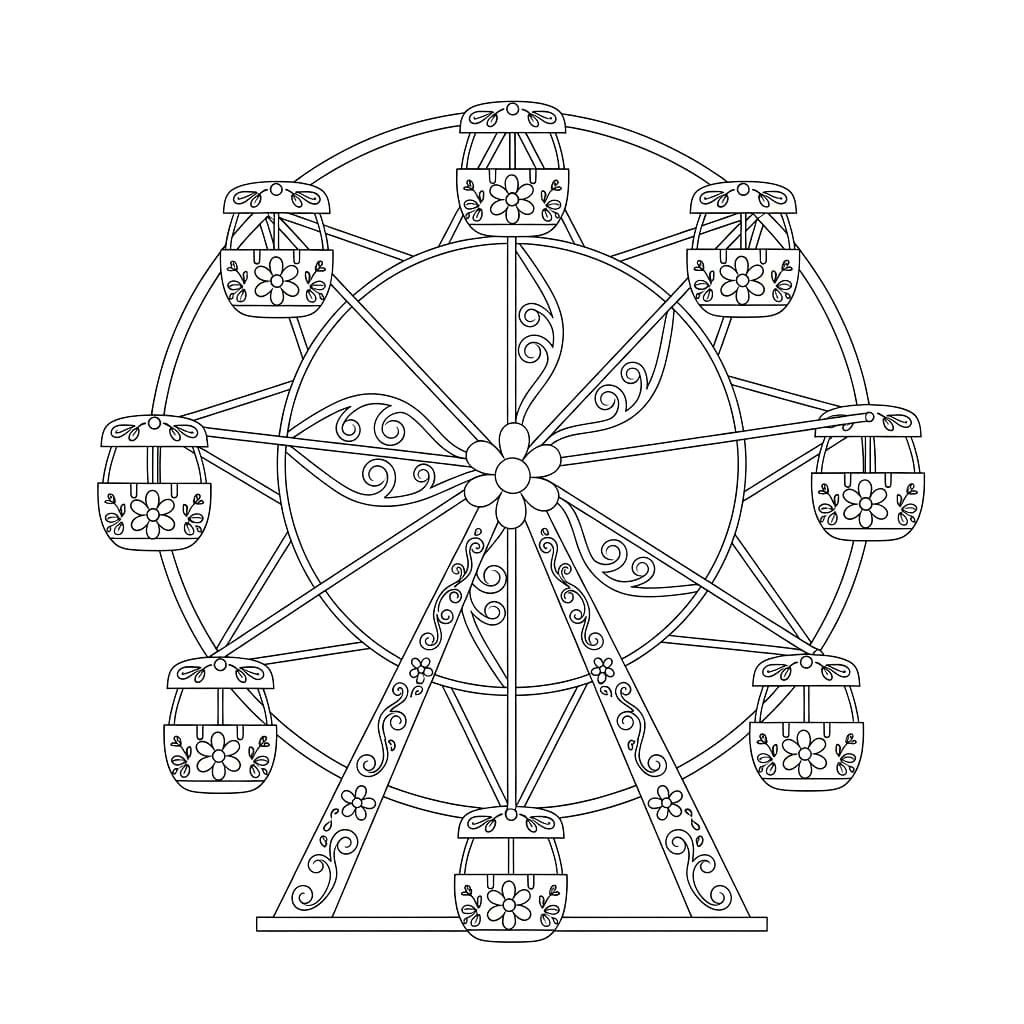 Pariserhjul med blomster fargelegging
