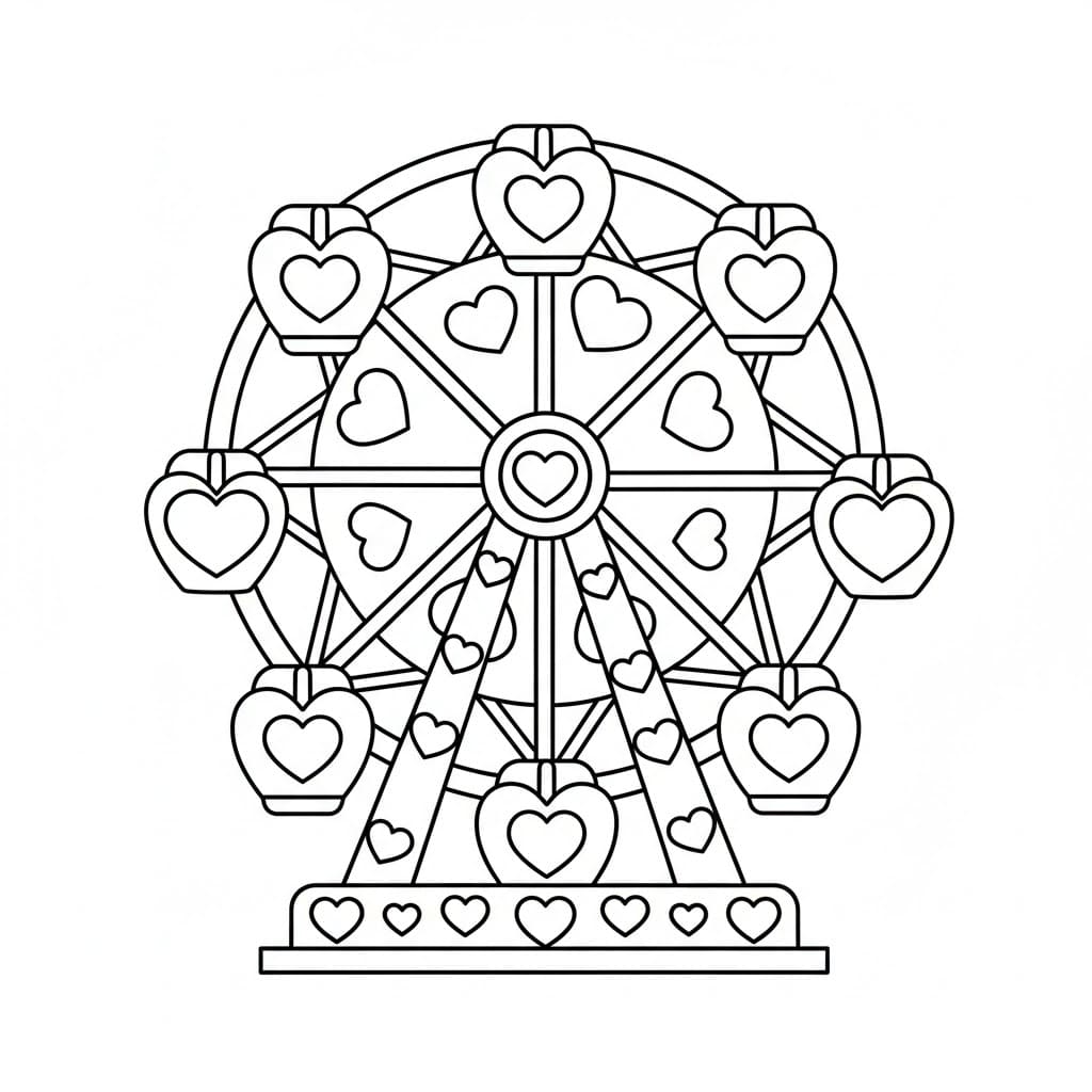 Pariserhjul med hjerter fargelegging