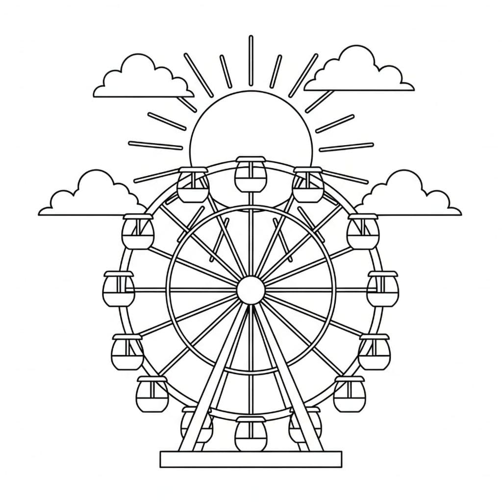 Pariserhjul på dagtid fargelegging