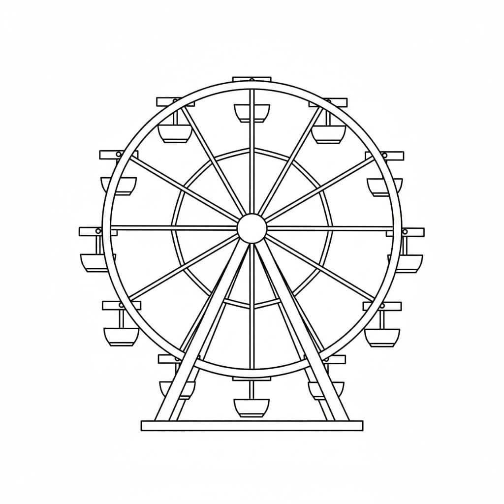 Pariserhjul sett fra siden fargelegging