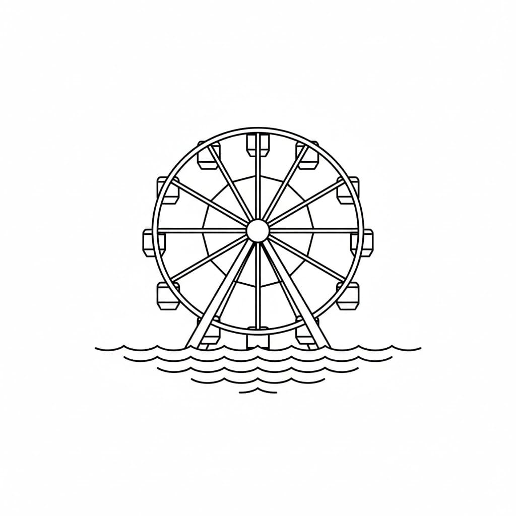 Pariserhjul ved sjøen fargelegging