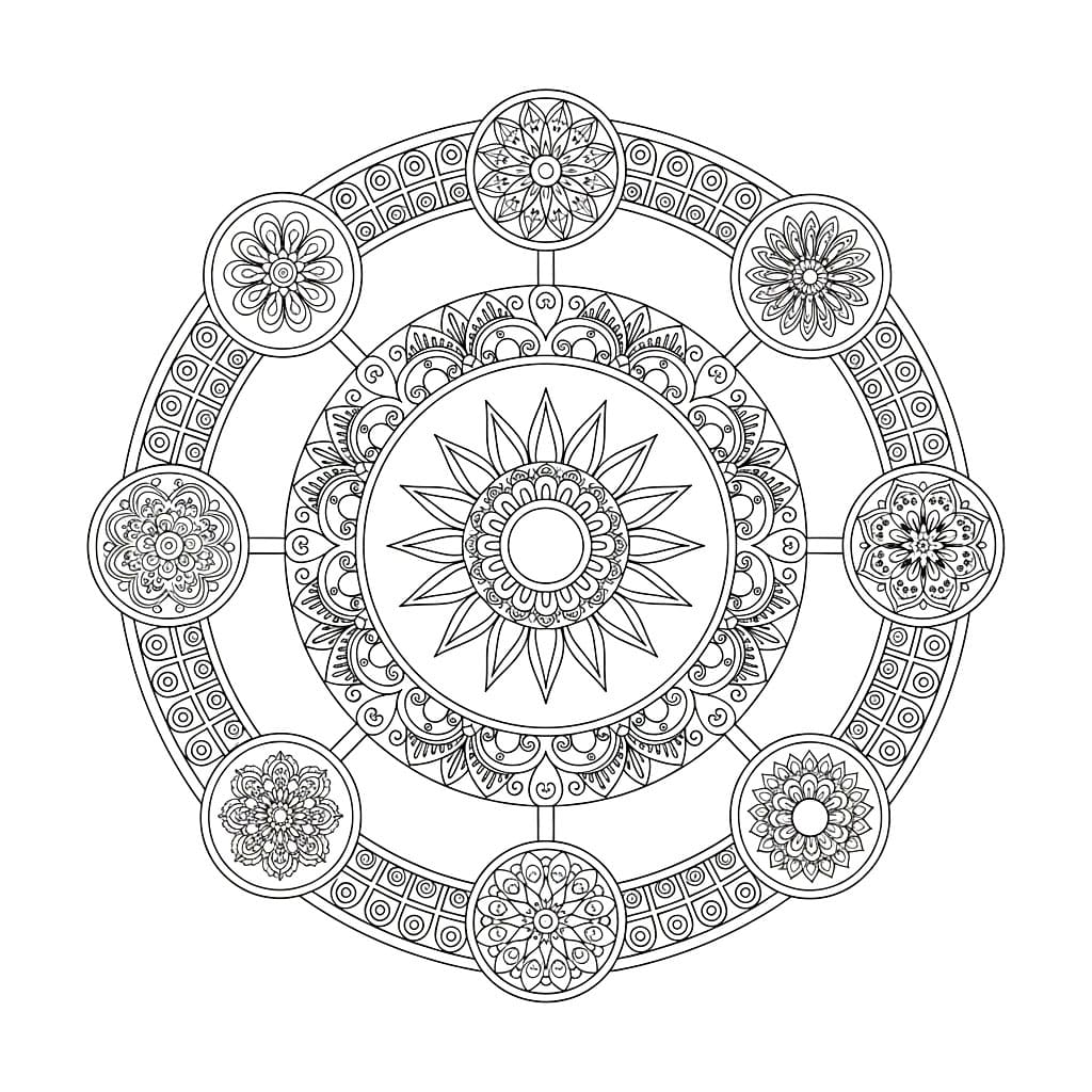 Pariserhjulmandala fargelegging