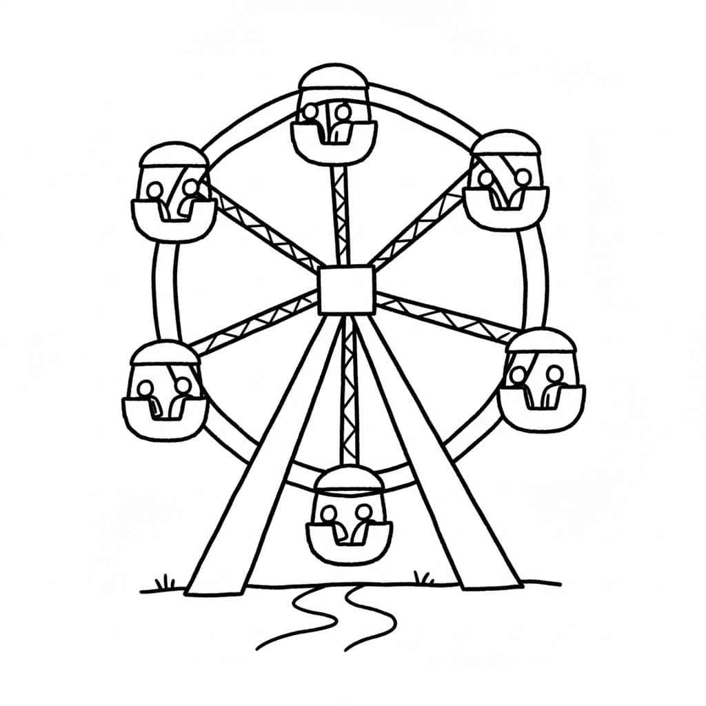 Pariserhjultegnestil for barn fargelegging