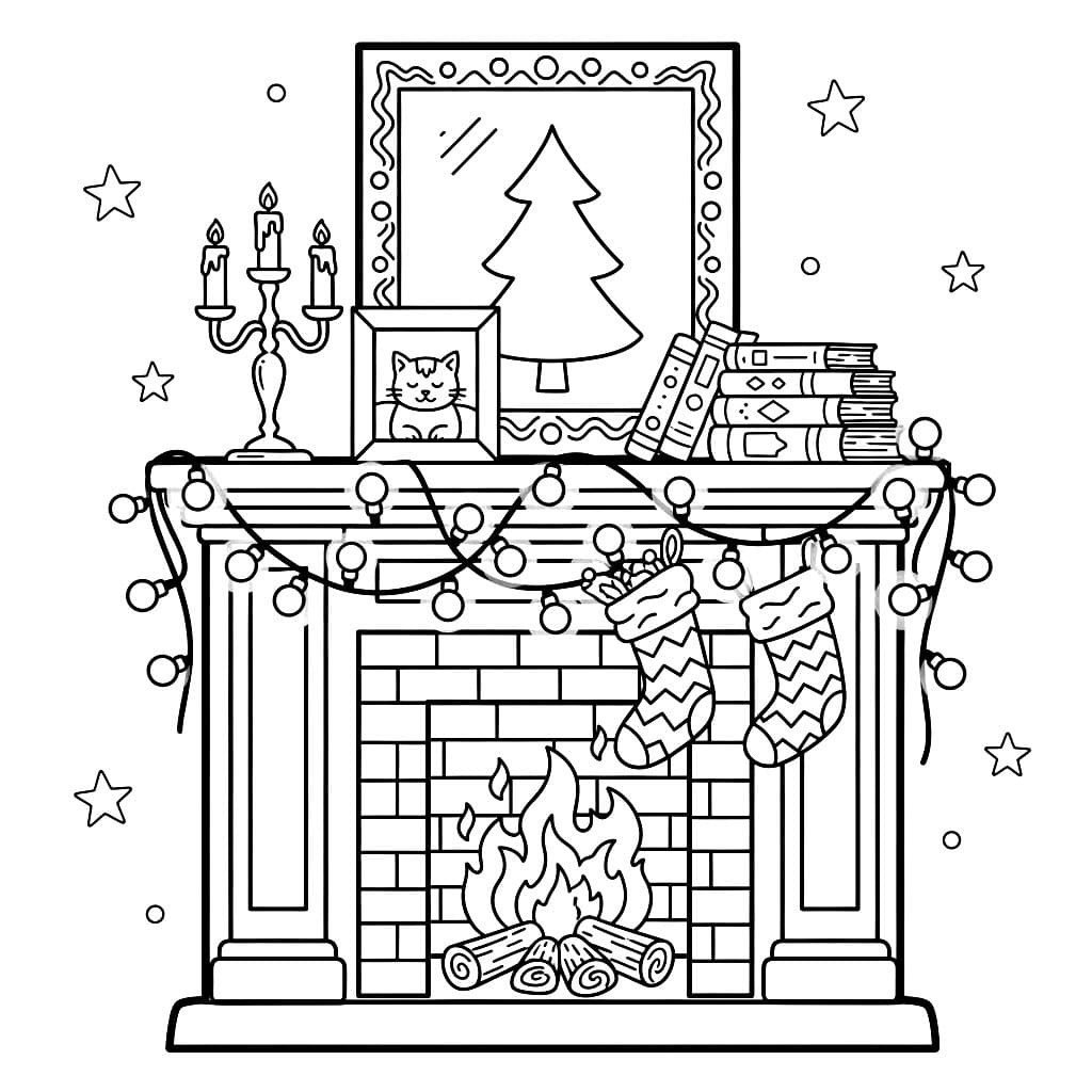 Peis med julelys fargelegging