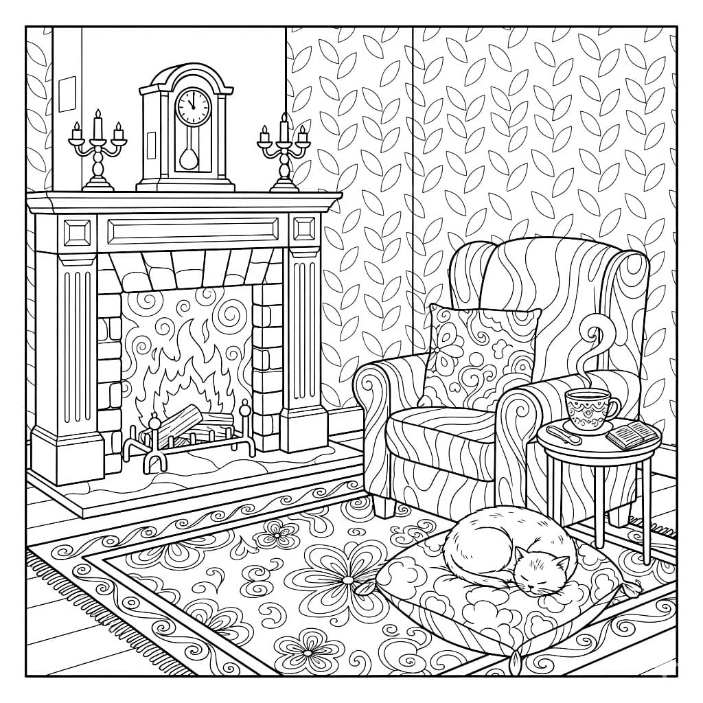 Peis med koselig pute fargelegging