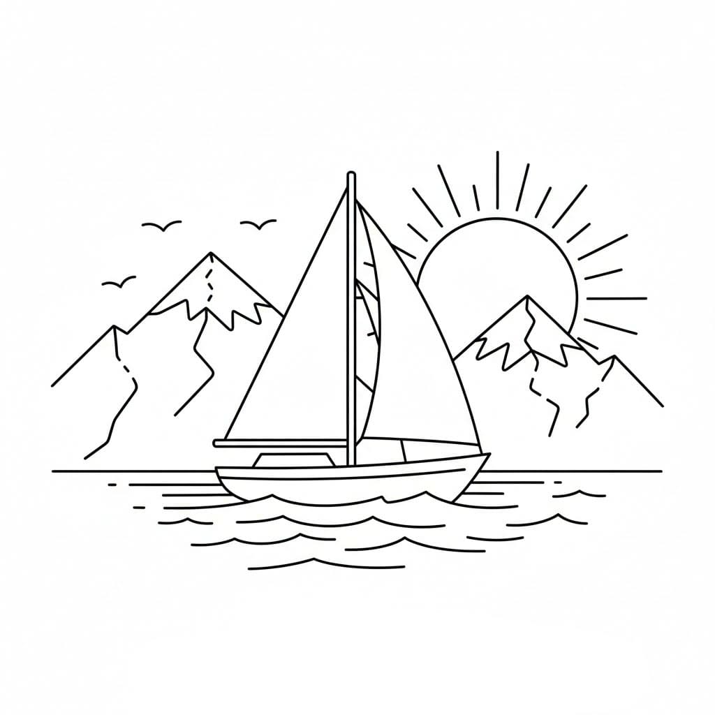 Seilbåt før klippen fargelegging