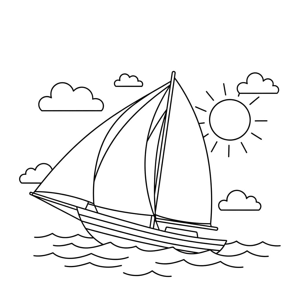 Seilbåt i sterk vind fargelegging