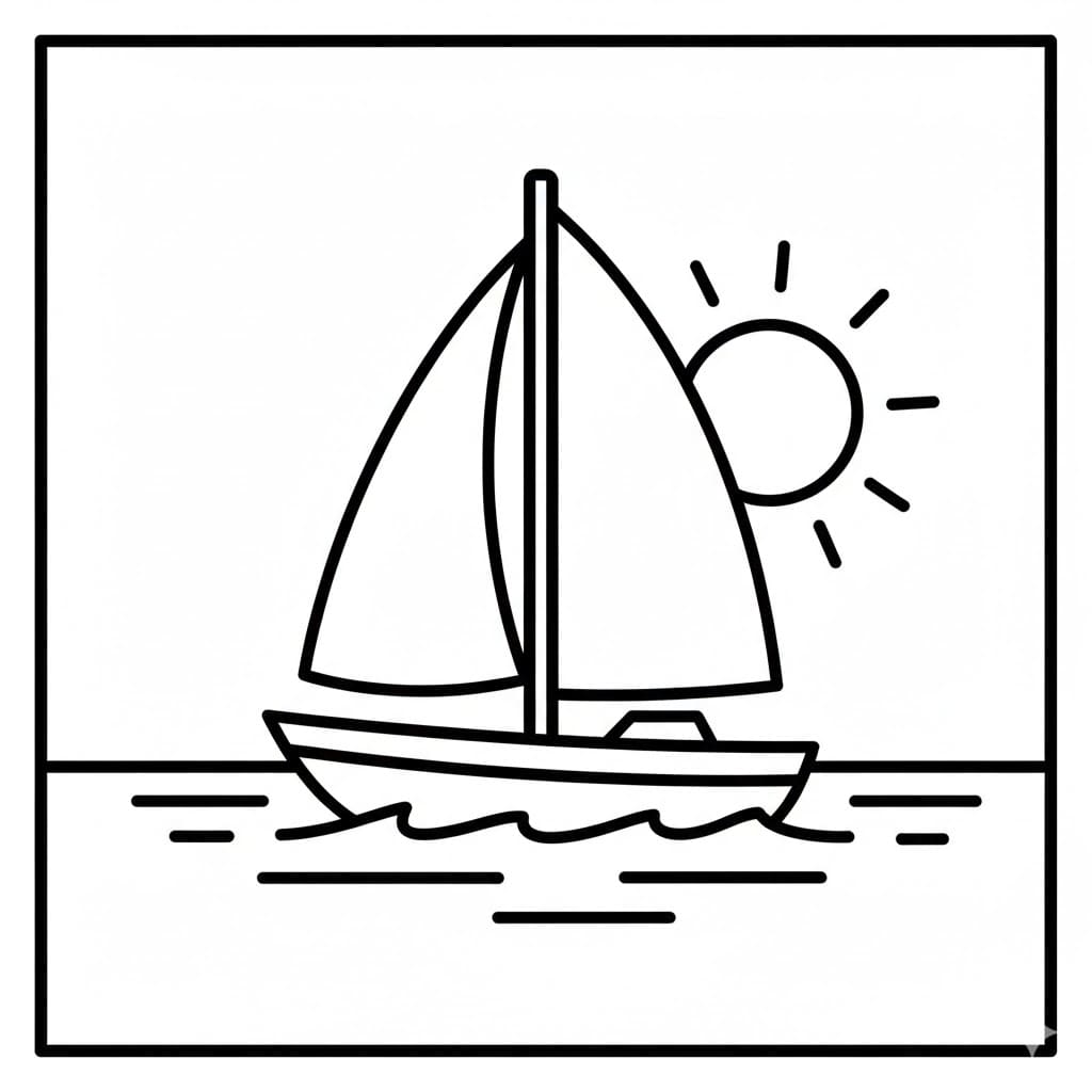 Seilbåt på sjøen fargelegging
