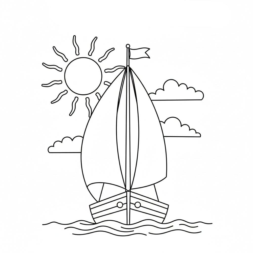 Seilbåt ser over fargelegging