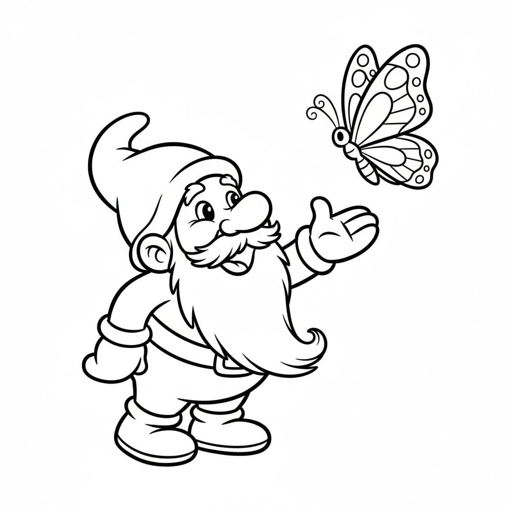 Sommerfuglvenn Gnome fargelegging